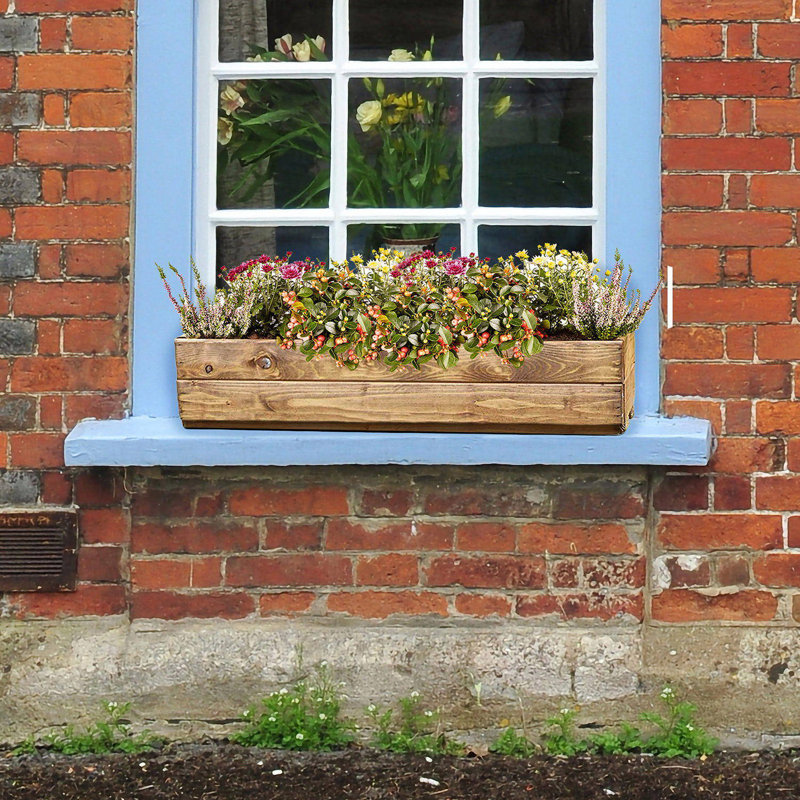 Large Wooden Planter  For Garden Rustic Scandinavian Redwood Window Box H14 L76 W23 Cm, 24.5 Ltrs Cap.