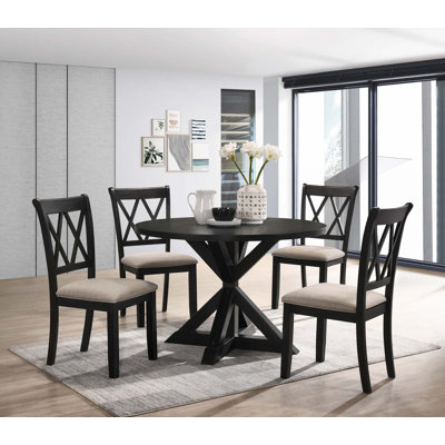 Cross-Buck Wood 5-Piece Dining Set