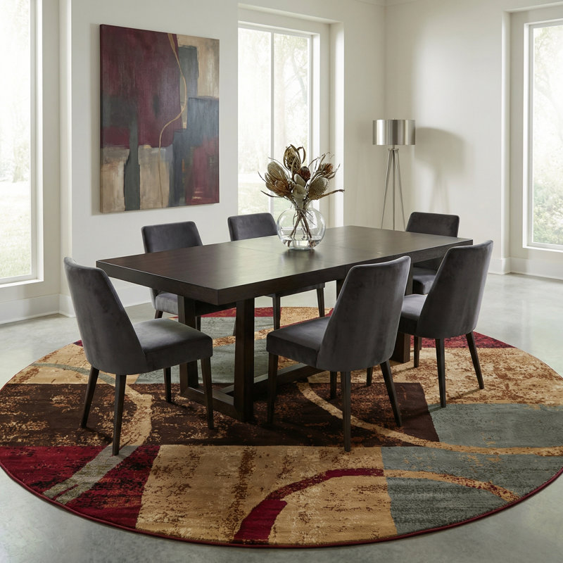 Adetomiwa Geometric Indoor Rug, Round 7'10"