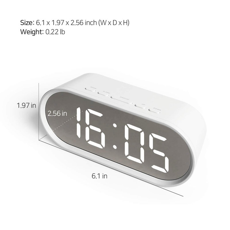 Battery Operated Small Size Clock With Night Light, Digital Alarm Clock, LED Desk Clock, Pink