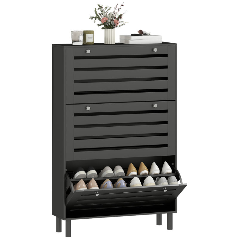 Armoire à chaussures avec tablettes réglables, noir