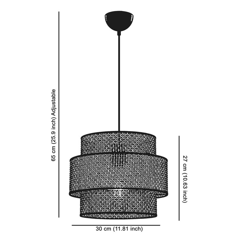 Lustre élégant en métal avec capuchon en tissu, beige | 11,8 po x 11,8 po x 10,6 po | Hauteur totale: 25,6 pouces | Douille E27, 60 W maximum | Certifié CE | Parfait pour l'éclairage du salon, de la salle à manger et du vestibule