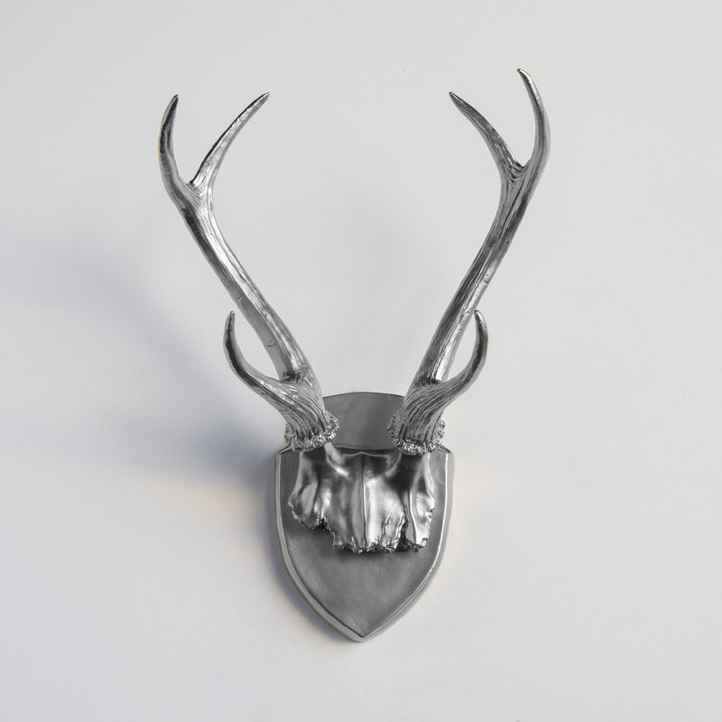 Décoration murale faux bois de cerf naturalisés, Argent