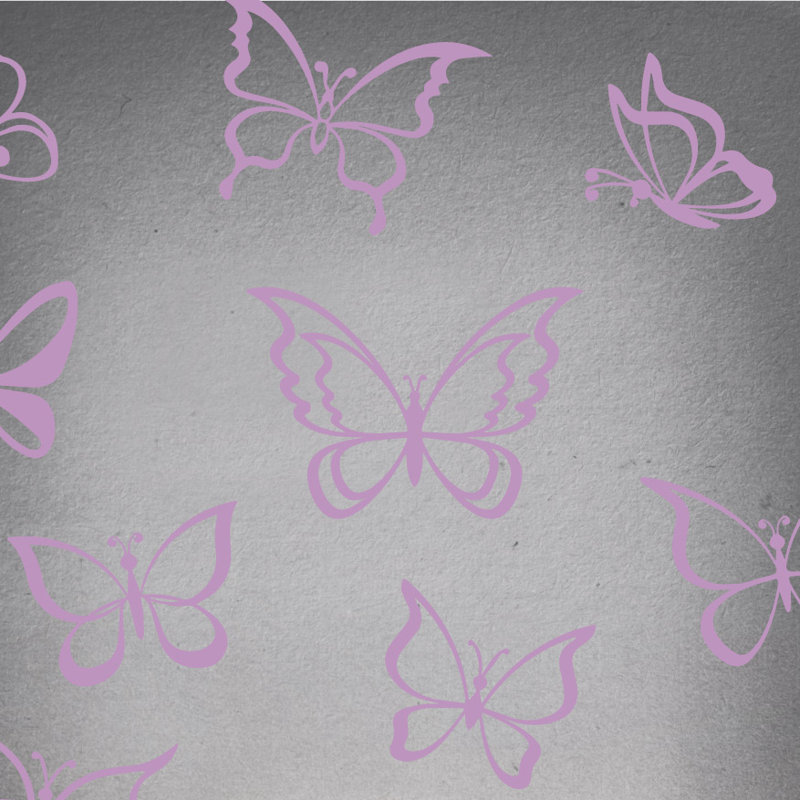 Adhésif décoratif papillon, H 55 po x l 58 po x P 0,01 po, Lilas