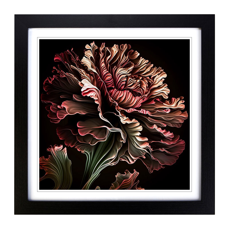 Carnation Flower Abstract Art - Framed Print, Walnut