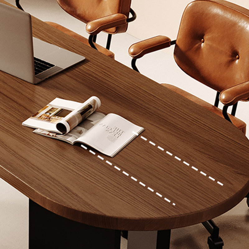 Table de bureau semi-elliptique en bois massif, H 29,53 po x l 78,74 po x P 31,5 po