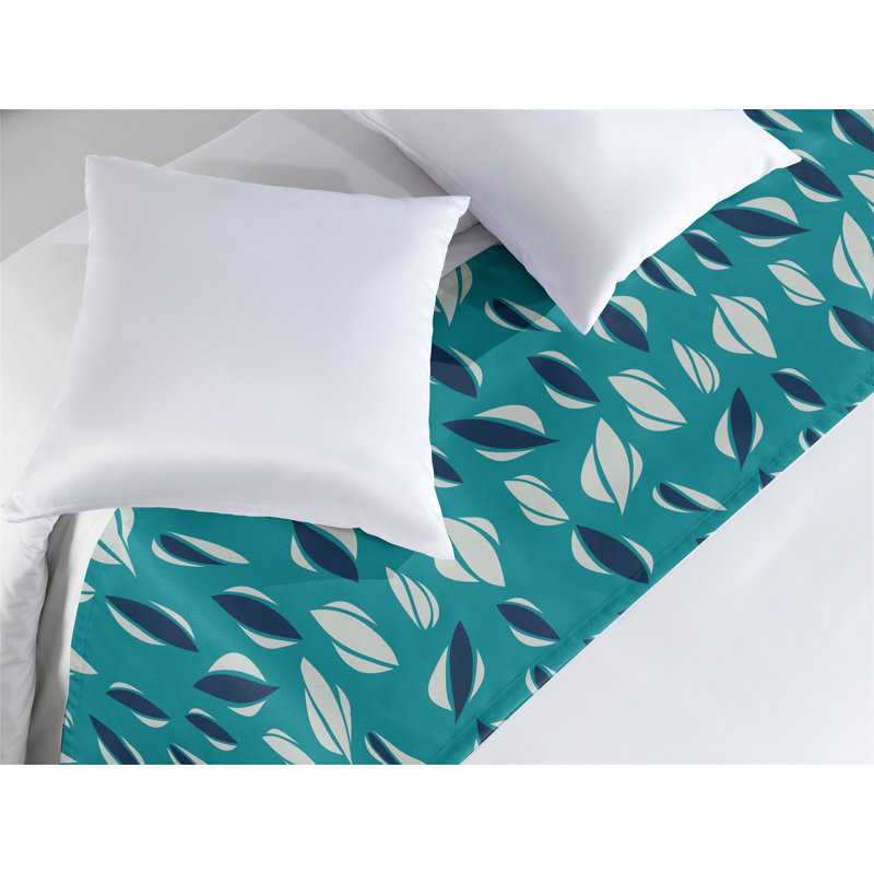 Chemin de lit abstrait Ambesonne, ornements ronds, bleu ardoise, vert sauge, Roi