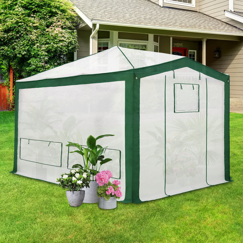 8 x 12 FT Outdoor Portable Walk-In Hobby Greenhouse, Flower House, Green