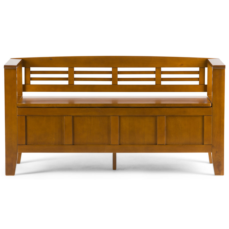 Avalon Light Brown Solid Pine Wood Entryway Storage Bench with Backrest