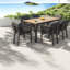 Durable Patio Dining Sets, Acacia Wood Metal 7 Piece, Modern Home Dining