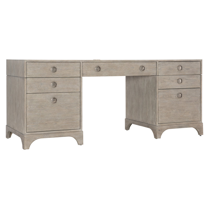 Forsyth Transitional Gray Solid Wood Executive Desk with USB Port