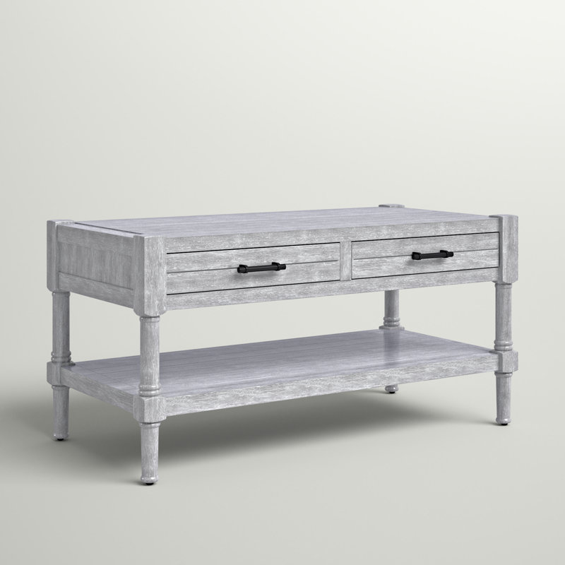 Aritha Coffee Table, White Washed Gray