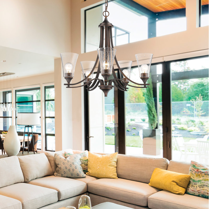 Natalie 5 - Light Dimmable Classic / Traditional Chandelier, Rubbed Bronze