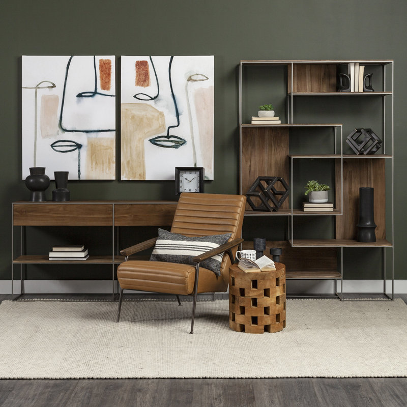 Ophelia 63'' Solid Wood Top Console Table, Brown, Silver