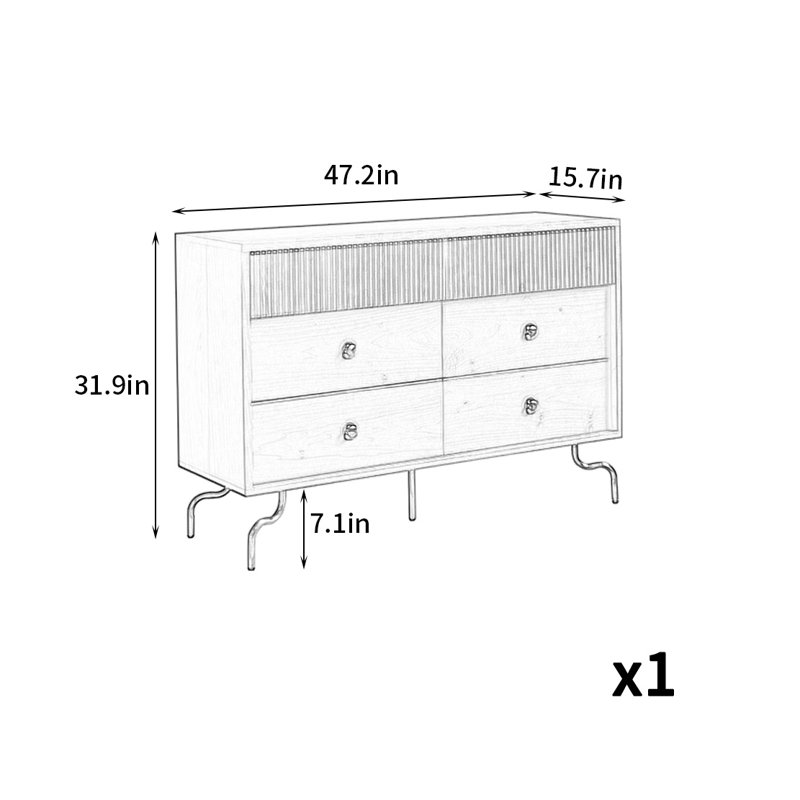 Commode d'appoint Elegant Light Luxury, Noir