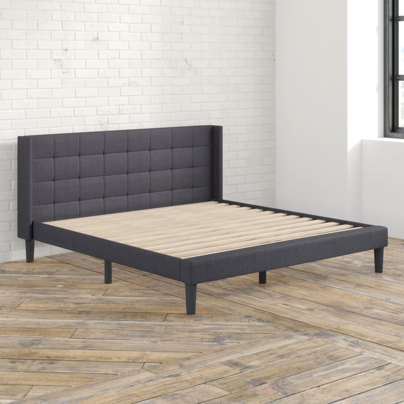 Martinez Upholstered Wingback Bed, Full