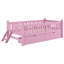 Lit plateforme simple en bois avec garde-corps et 2 tiroirs, rose-907547365
