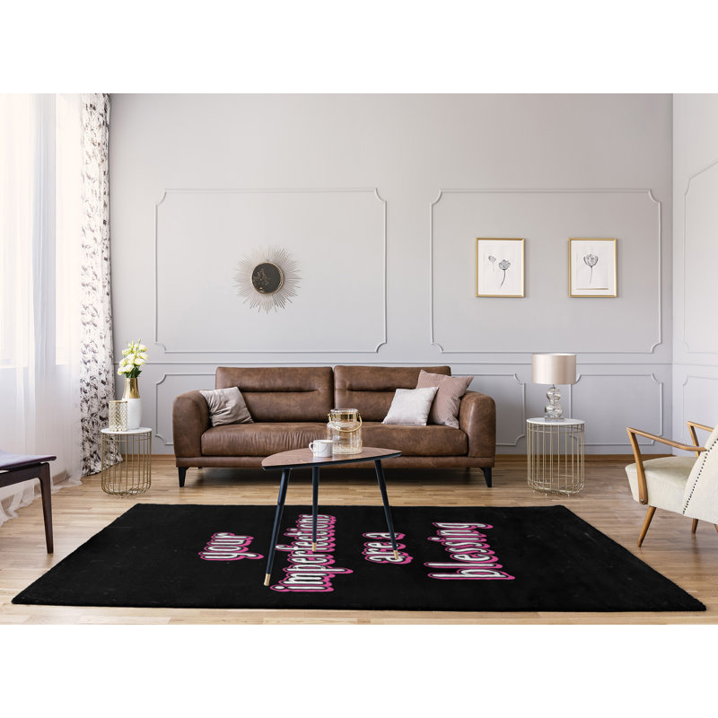 Tapis en poly-chenille style tableau noir, Rectangle 5 pi x 7 pi