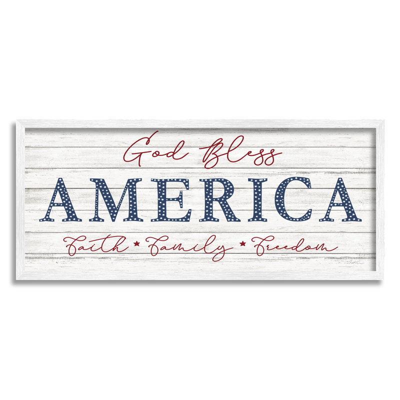 God Bless America Faith, H 30 po x l 30 po x P 1,5 po, Giclée encadrée blanc bord de mer