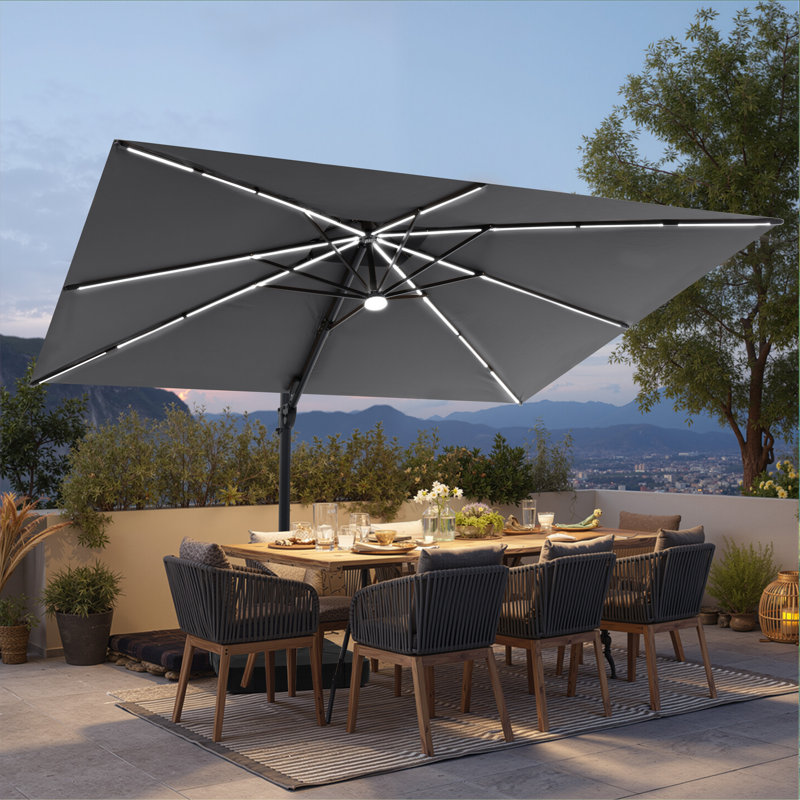  Parasol rectangulaire en porte-à-faux 128 pi, Dark Grey