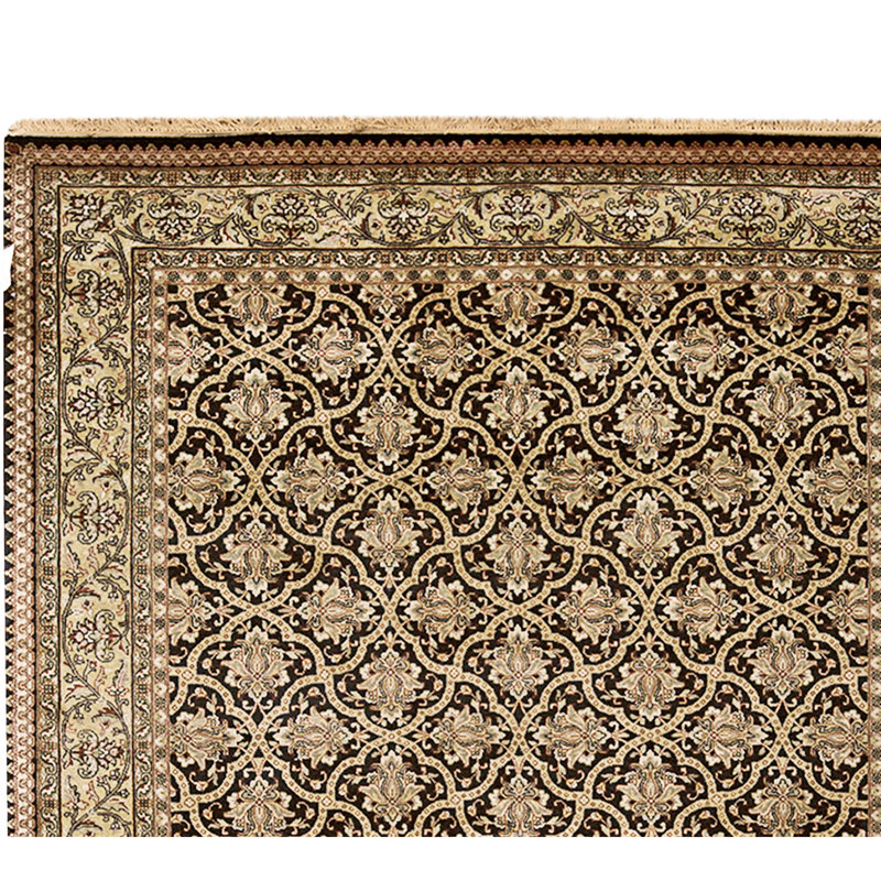 High-Quality Hand-Knotted Black And Gold Area Rug