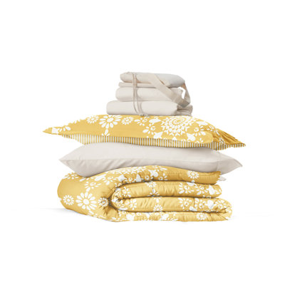 8-PC College Dorm Twin XL Bedding Bundle - Comforter Set, Sheet Set, Pillows and Laundry Bag
