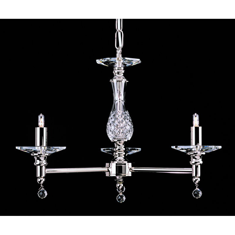 3 - Light Geometric Chandelier, Nickel