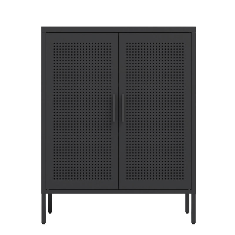 Metal Storage Cabinet With 2 Doors And 2 Adjustable Shelves, Steel Storage Cabinet, Metal File Cabinet For Home Office School Gym