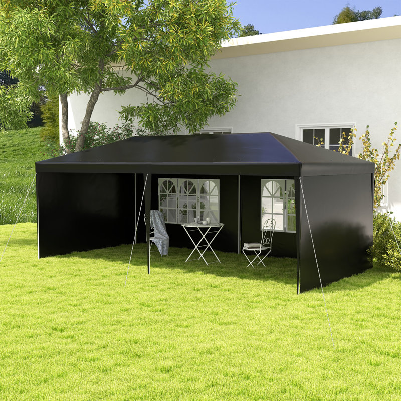 Bahattin 2.95m x 5.83m Metal Party Tent, Black