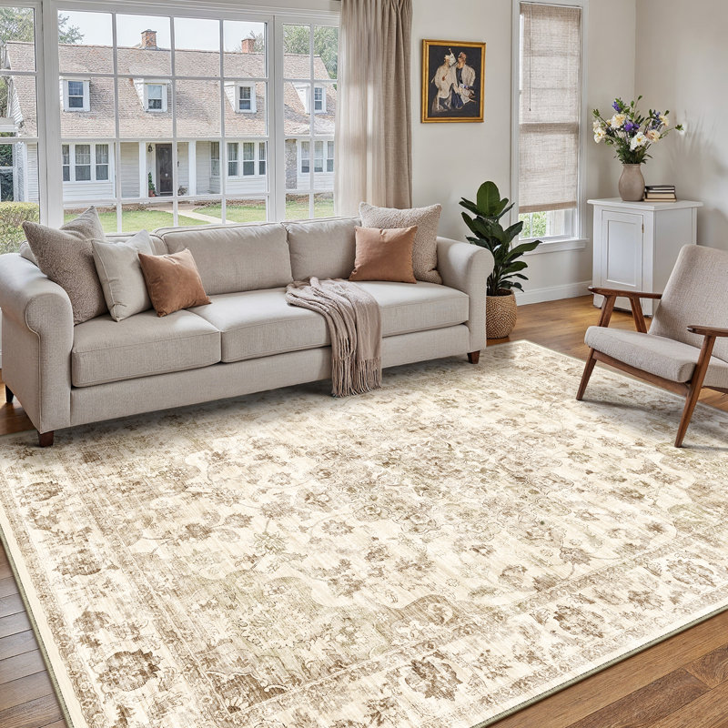 Oriental Area Rug, Beige, Rectangle 183 x 274 cm