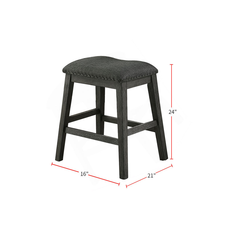 Linen-Fabric Padded Counter Stool, Dark Grey(Set Of 2)