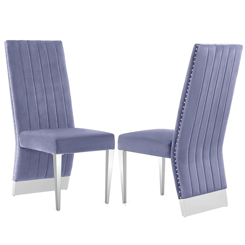Chaise en velours Parsons, Argent argent, Gris
