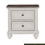 Mobilier de chambre à coucher de style traditionnel blanc antique et brun-gris avec 1 tiroir et boutons noirs