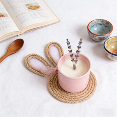 Flax Saucer Rabbits Easter Bunny Rope Table Mats Festive Party Decorations Decorative Accessories
