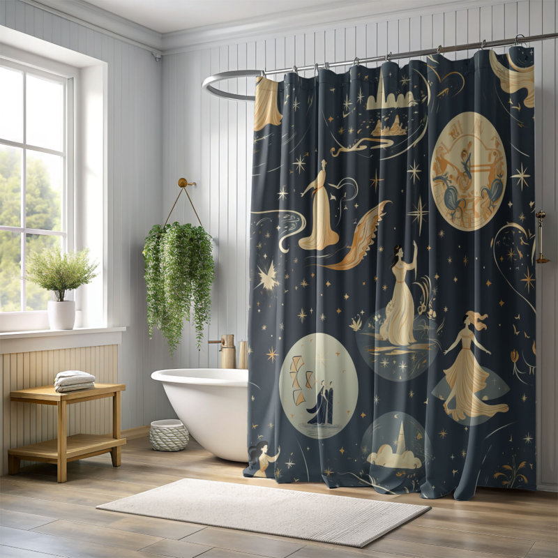 Rideau de douche abstrait Ingetraud, H 74 po x l 71 po