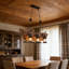 Lustre 6 lumières en bois Farmhouse