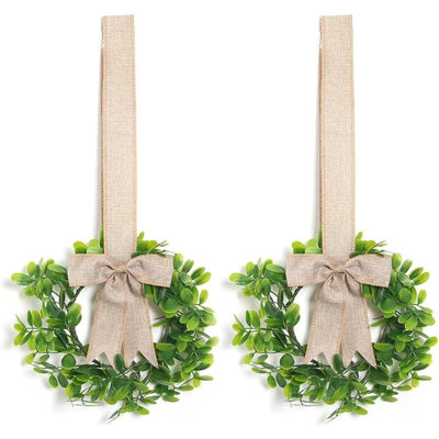 2pcs Mini Artificial Eucalyptus Wreaths For Spring Summer Farmhouse Wall And Window Decor