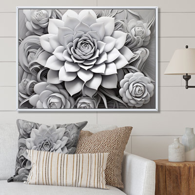 Minimalisme noir et blanc succulent II sur toile