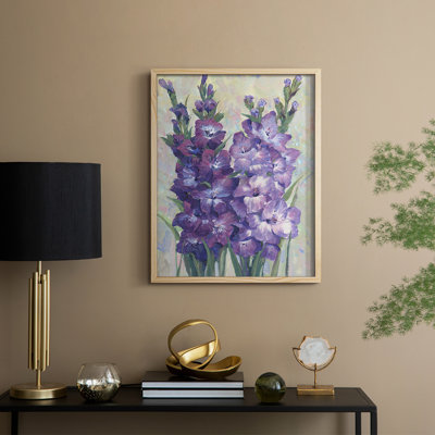 Gladiolas Blooming II, reproduction encadrée - bois massif