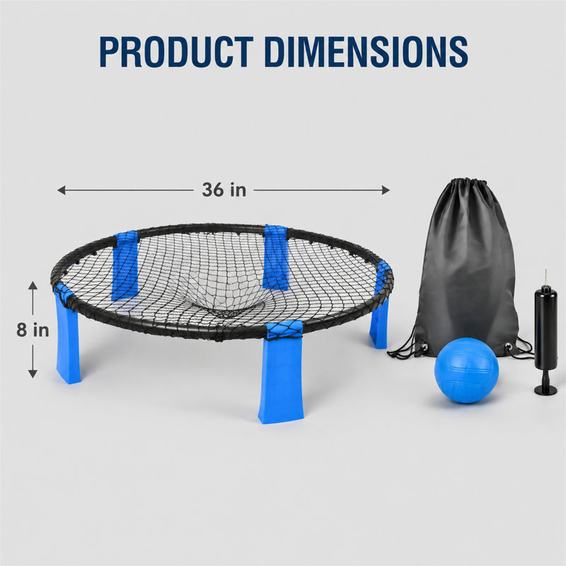 Ensemble de jeu Roundnet Spikeball, portable, 2 balles, sac de transport, installation sans outil, Bleu