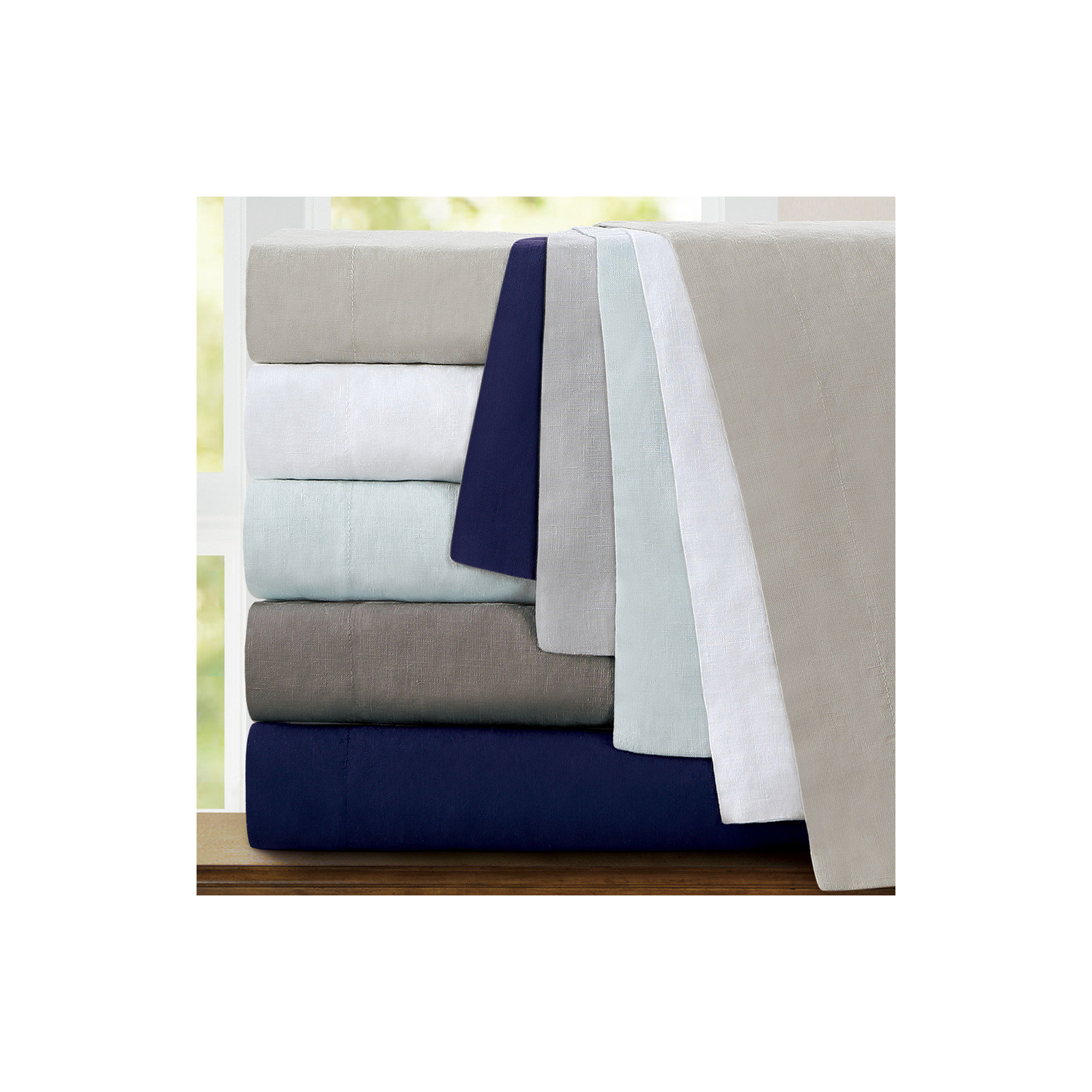 Washed Belgian Linen Fringed Pillow Cover, Stone
