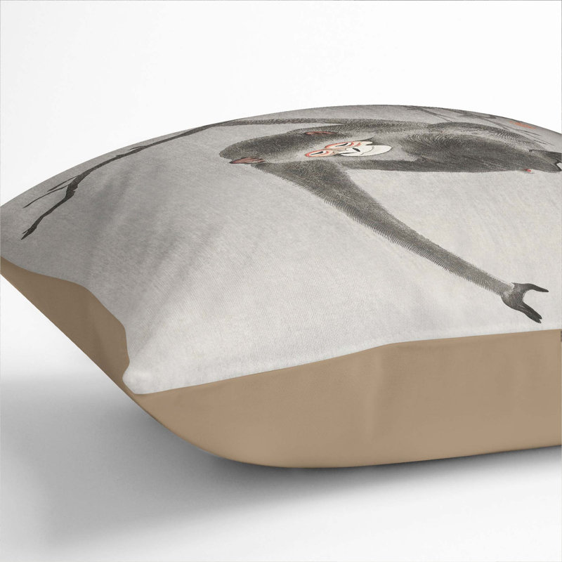 Monkey by Ohara Koson Cushion with Filling, Stone, 55cm H x 55cm W x 20cm D