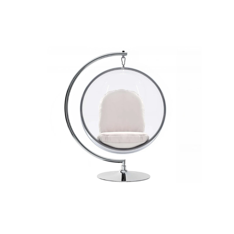 Chaise à bulles suspendue avec support, Transparent / Argent