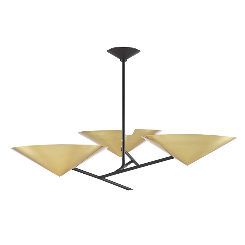 Equilibrium 3 Light Chandelier, Aged Brass
