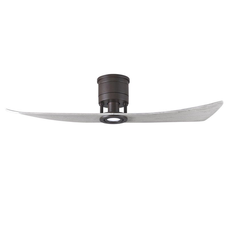 Lindsay LED Flush Mount Ceiling Fan, Textured Bronze, Barn Wood Tone