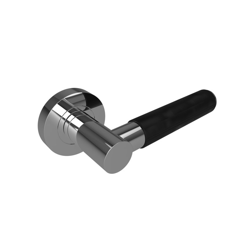 Ascot Helena Leather Door Handle, Polished Chrome