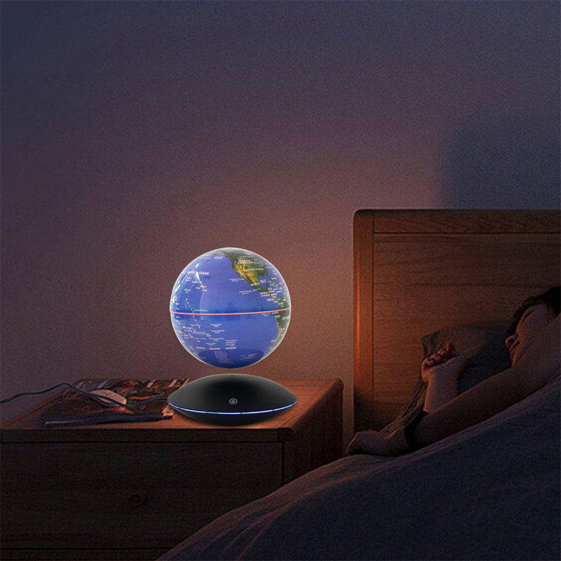 Globe magnétique en lévitation de 15 cm avec veilleuse DEL, carte du monde éducative tactile et décorative