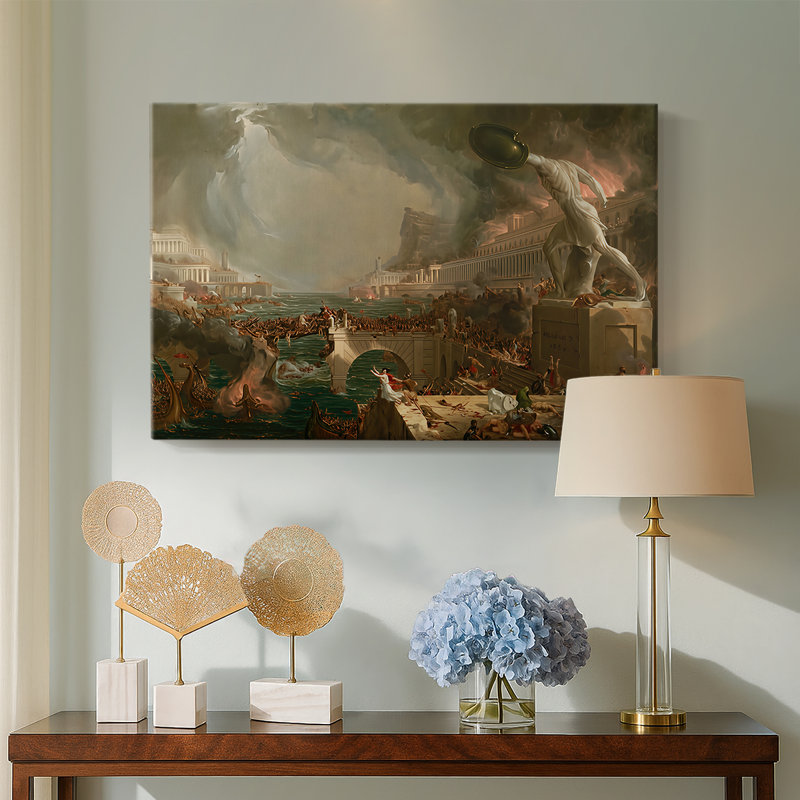Le cours de l'empire: Destruction-Thomas Cole-Toile tendue avec châssis-1836, 32 x 48