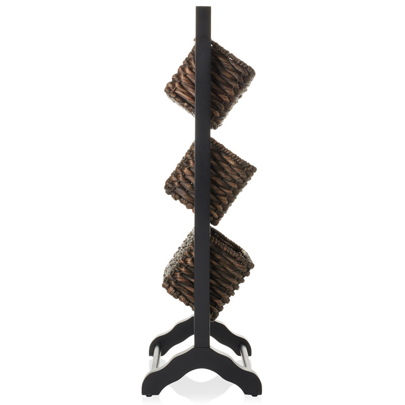 3-Tier Floor Stand with Storage Basket Bins - Black/Espresso, Black/Espresso