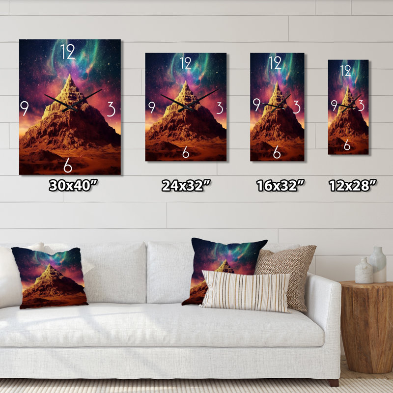 Horloge murale Aurora Borealis Over Mountain, Grand